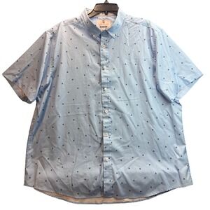 International Report Shirt Mens XXL Blue Palm Trees Print 4-Way Stretch Tropical